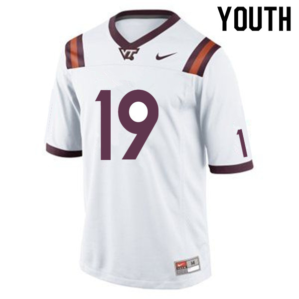 Youth #19 J.R. Walker Virginia Tech Hokies College Football Jerseys Sale-White